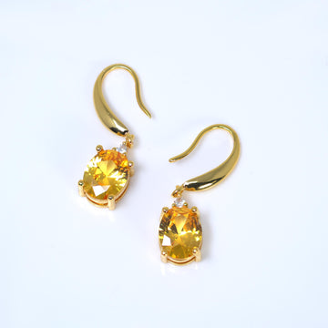 14k Gold Plated Yellow Topaz Drop Earrings, Natural Gemstone Bridal Earrings, Crystal Bridal Earrings, Statement Earrings